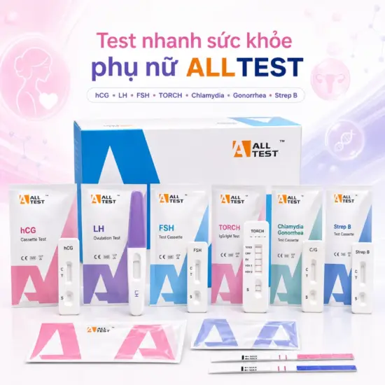 Test nhanh sức khỏe phụ nữ ALLTEST | hCG, LH, FSH, TORCH, Chlamydia, Gonorrhea